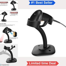 USB Barcode Scanner with Stand Wired Handheld Laser Reader 240 Lines Per Second