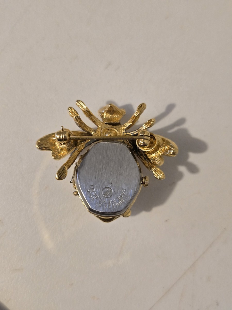 Joan Rivers Goldtone Rhinestones Bee Watch Pin READ View 6