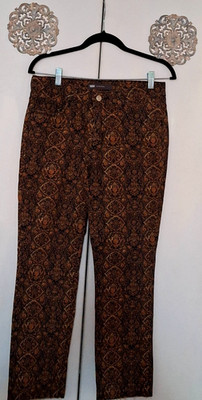 Levis Black/Gold/Rust Mid-Rise Damask-print Jeans - Size 8M (29 Waist)