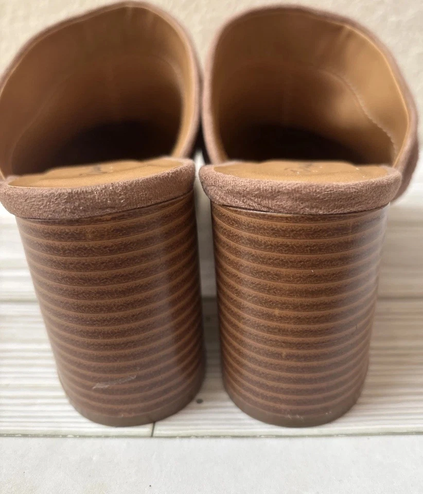 Zapatos Qupid Mule Nudo Tacón Gamuza Tostado Mujer Talla 8 Foto 3 de 4