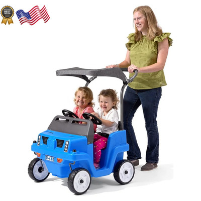 Step2 Side by Side Push Around SUV Blue Two-Seater Stroller Push Car for Toddler