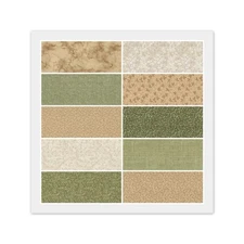 Charm Pack - 40) 5" x 5" Squares, 100% Cotton Fabric, Green Camel Natural