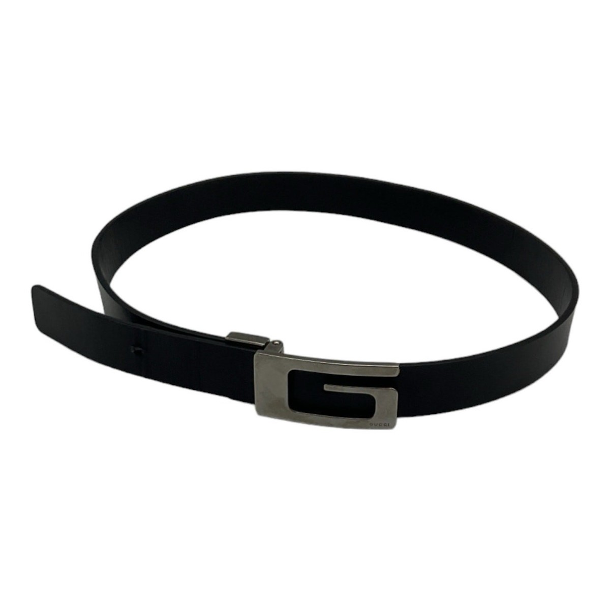 Gucci Women's Black Leather Belt Silver G Logo Buckle Size 70 / 28