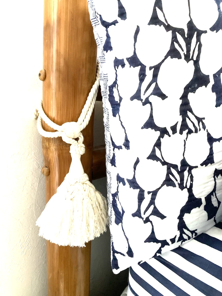 Home Furnishing DraperyTie Backs Wht 8 in Cotton Tassals on 12in Braided Cording - Image 4 of 4