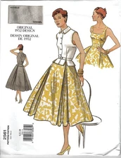 Vintage Vogue Sewing Pattern #2561-1952 Original Design-Top-Belt-Dress
