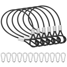 8 Inch Safety Cable Lock 6Pcs, 304 Stainless Steel Security Wire Rope Black