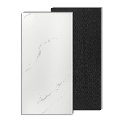 Marble Textured Click-Lock SPC Floor Tiles, 12-Pack, White Marble