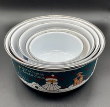Vintage Christmas Enamel Nesting Bowls Set of...