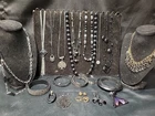 Vtg Now Black Costume Estate Jewelry Lot Necklaces Bracelets Earrings Ring #903