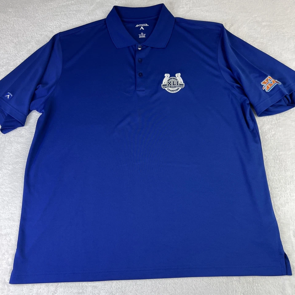 Indianapolis Colts Super Bowl Champs Antigua Short Sleeve Polo Shirt Men XL Blue - Image 2 of 4