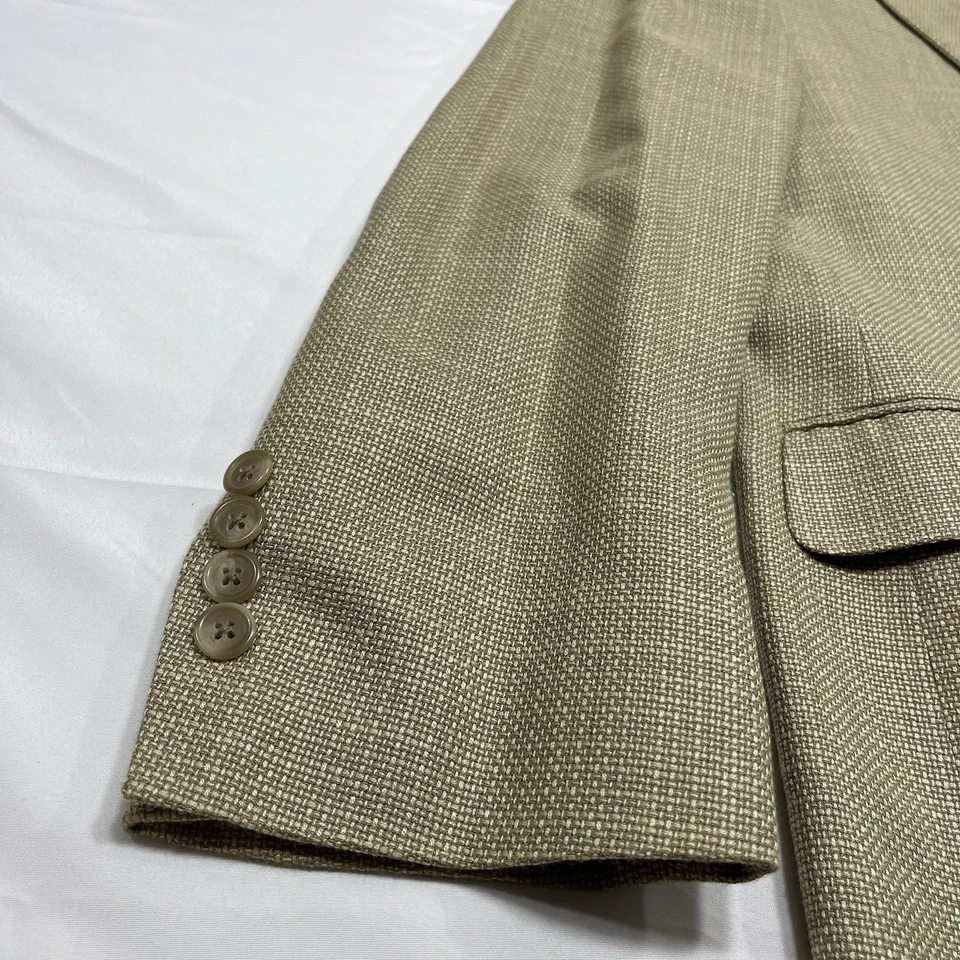 Chaqueta Abrigo Deportivo Chaps Ralph Lauren Para Hombres Blazer 42S Beige Seda - Mancha Foto 2 de 4