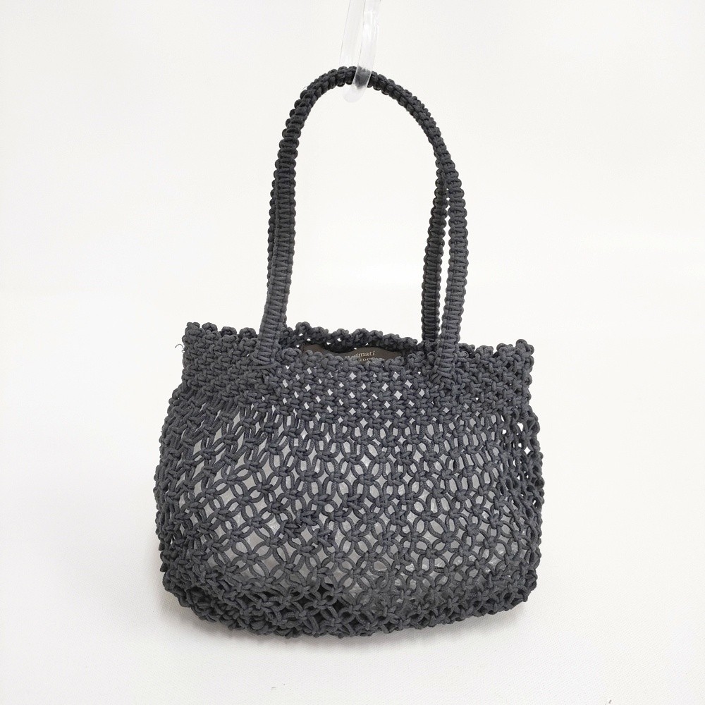 The Bagmati Macrame bag, mesh, made in India. Handbag Black 6-0715G◎