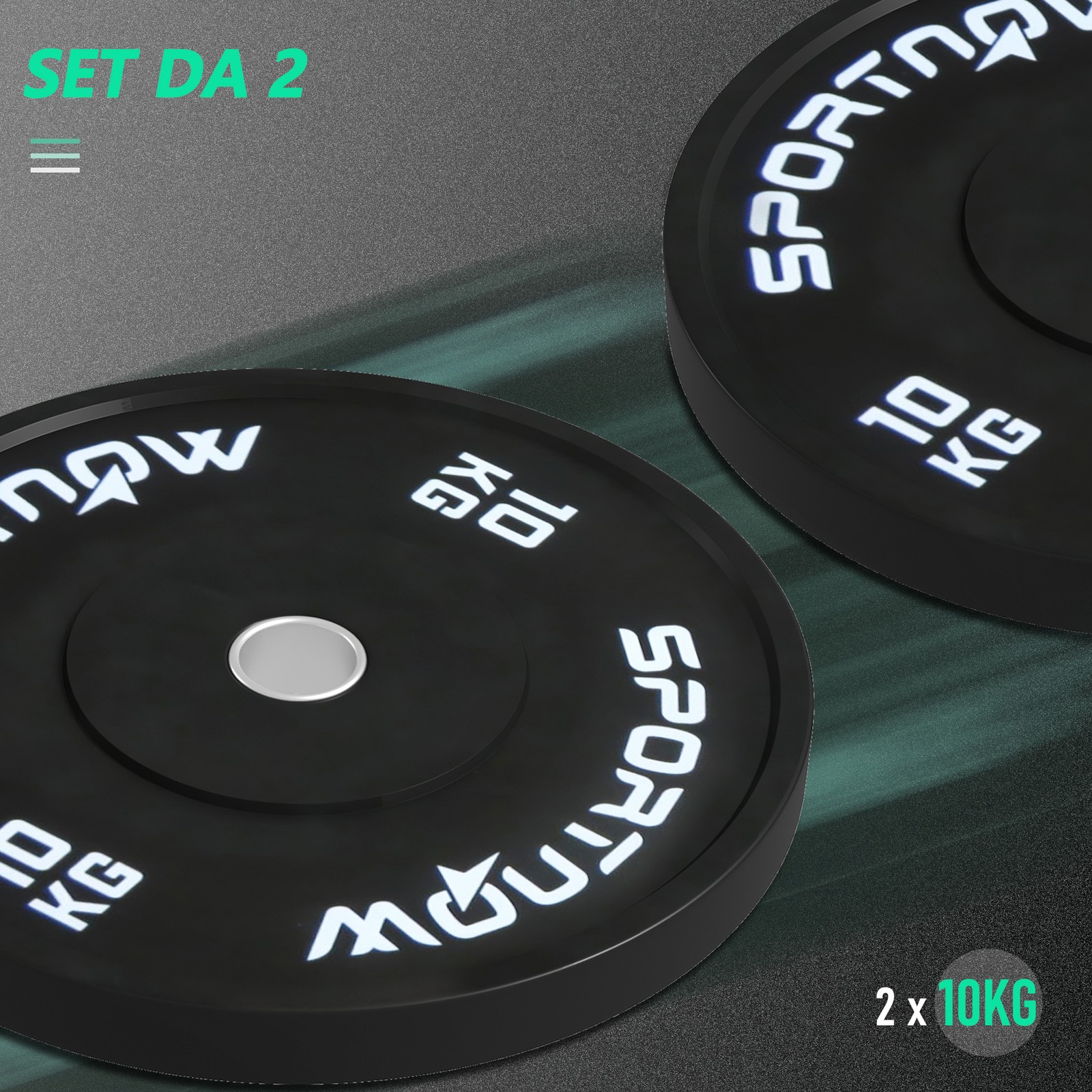 Set 2 Dischi Pesi SPORTNOW da 10kg per Manubri e Bilanciere foto 5