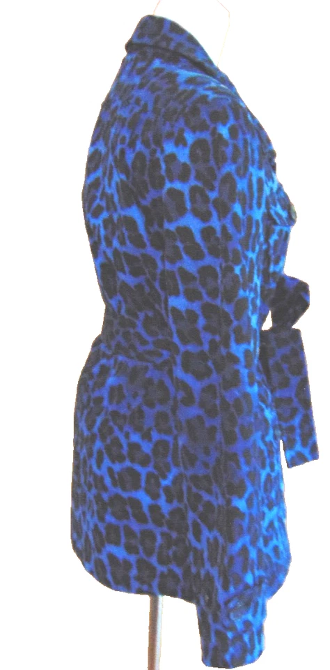 LINEA BY LOUIS DELL'OLIO ЖЕНЩИН СИНИЙ ЛЕОПАРД ПЕЧАТЬ ТРЕНЧ КУРТКА SZ M - Изображение 3 из 4