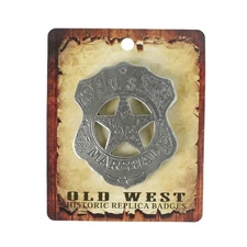 US Marshal Shield Floral Badge Star Old West Replica Antique Silver Made in USA