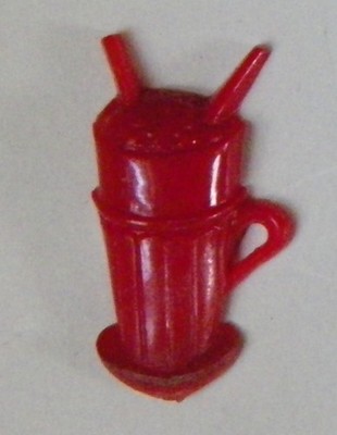 Bb Ice Cream Soda REALISTIC VINTAGE Red! PLASTIC BUTTON