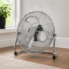 16" Chrome Floor Fan Metal High Velocity Cooling Fan Home Office