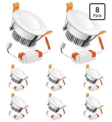 LEDLightsWorld 2'' LED Recessed Lights 8-Pack 3W 3000K Warm White Dimmable Driver