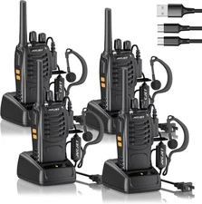 Long Range 100 Mile Walkie Talkie Two Way Radio Charge Headset Waterproof 4 PACK