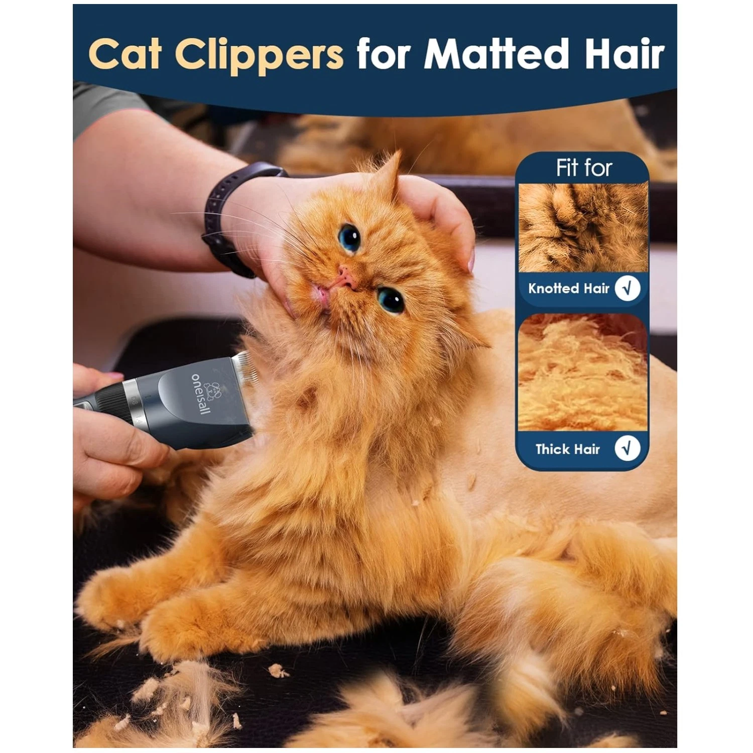 Quiet Cat Clippers for Matted Hair, Cordless Grooming Kit