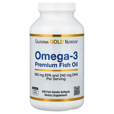 California Gold Nutrition Omega-3, Premium Fish Oil 240 Fish Gelatin Softgels
