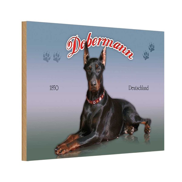 Holzschild 20X30 Cm Hund Dobermann 1850 Deutschland Tier Haustier Deko Geschenk-image