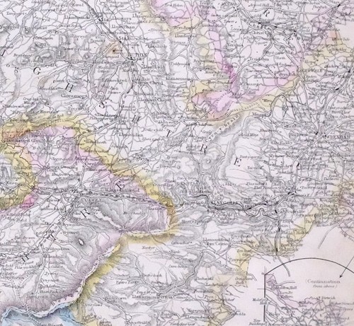 1864 LARGE ANTIQUE MAP ~ WALES SOUTH EAST MERIONETHSHIRE DENBIGH MONTGOMERY - Picture 2 of 6