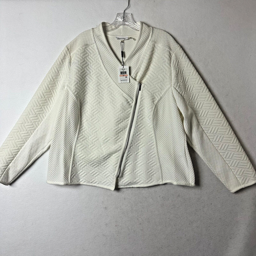 Calvin Klein jacket sz 2X white full asymmetrical zipper textured career NWT