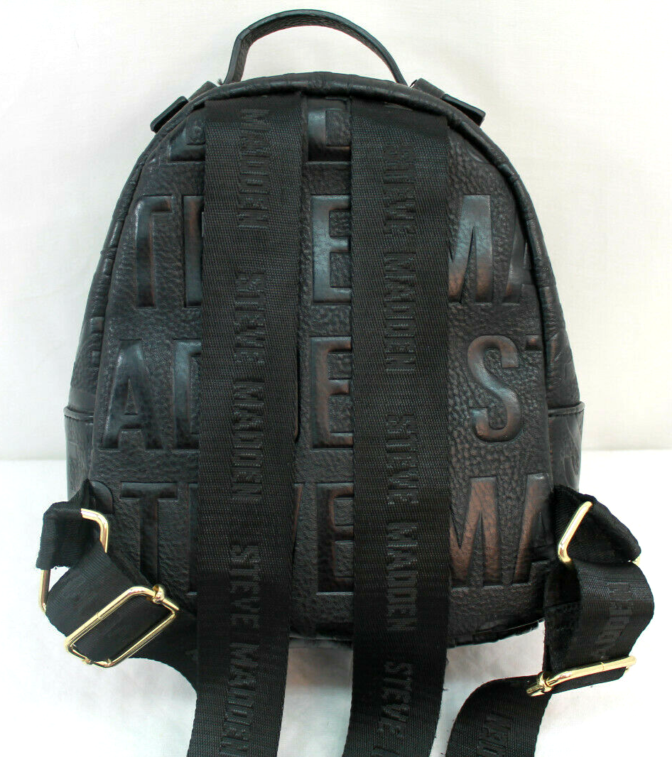 Steve Madden Backpack Purse Black Embossed Small 9in x 8in  display picture 1