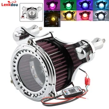 LED Lights Mini Air Cleaner Intake Filter For Harley Touring Electra Glide Dyna