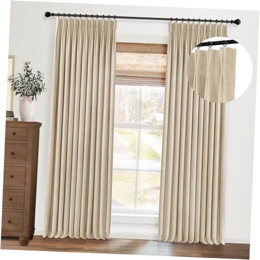 Linen Pinch Pleated Curtains 100% Blackout 40