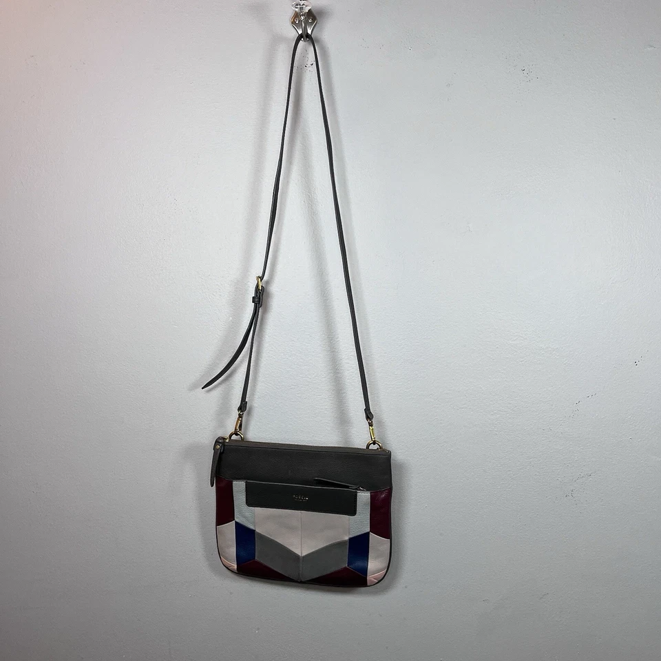 FOSSIL Hobo Bolso Bandolera de Hombro Cartera Mensajero Retazos Cuero de Vaca Foto 4 de 4