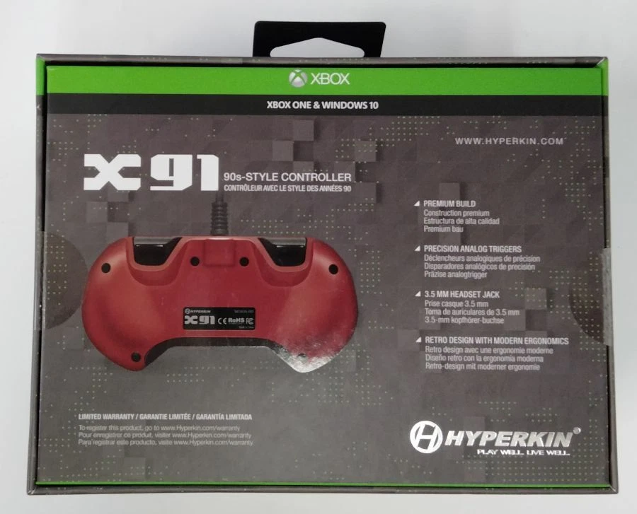 Hyperkin X91 90s-Style Wired Controller for Xbox One + Windows 10 Red 1385 SP - Image 2 of 2