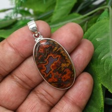 Top Quality Seam Agate Gemstone Pendant Handmade Jewelry Pendant Silver Pendant