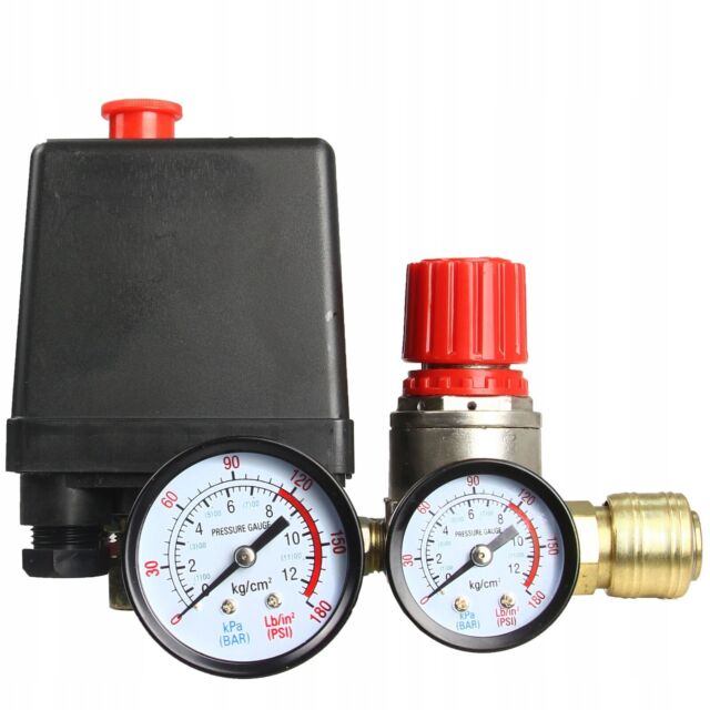 Nuovo regolatore di pressione con pressostato per compressore interruttore compressore 230V 8bar G- Nuovo regolatore di pressione con pressostato per compressore interruttore compressore 230V 8bar G-