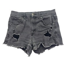 Aeropostale Denim Shorts Distressed Ripped Frayed Hem Gray Wash Women's Sz 6 28"