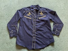 Men  s El General G Charra Black Cowboy Western Button Down Shirt