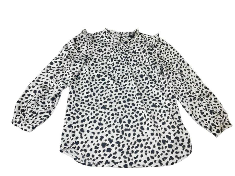 J экипажа женщин маленький оборкой рукав Топ в леопард атласная замочная скважина назад - Изображение 2 из 4