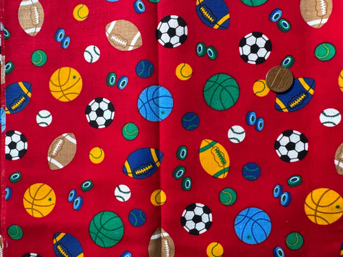 Sports Balls basketball soccer football 1 yard 100% Cotton Fabric Free Ship GT1 - Picture 8 of 12