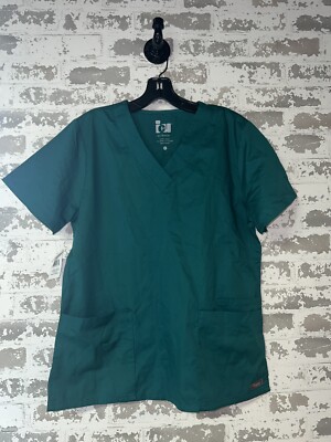 NWT! ICU By BARCO 4 Pocket V-Neck Stitch Detail Hunter Green Medium