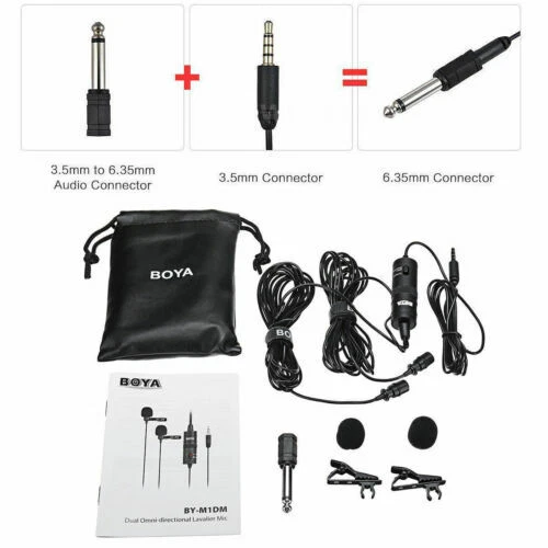 BOYA BY-M1DM Dual-Head Lavalier Microphone for DSLR Camera Smartphone PC Mic  - Image 4 of 4
