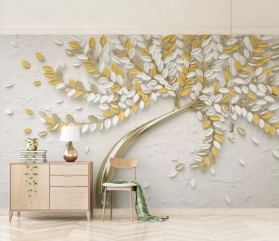 3D Golden Branches 8522NA Wallpaper Wall Mural Removable Self-adhesive Fay