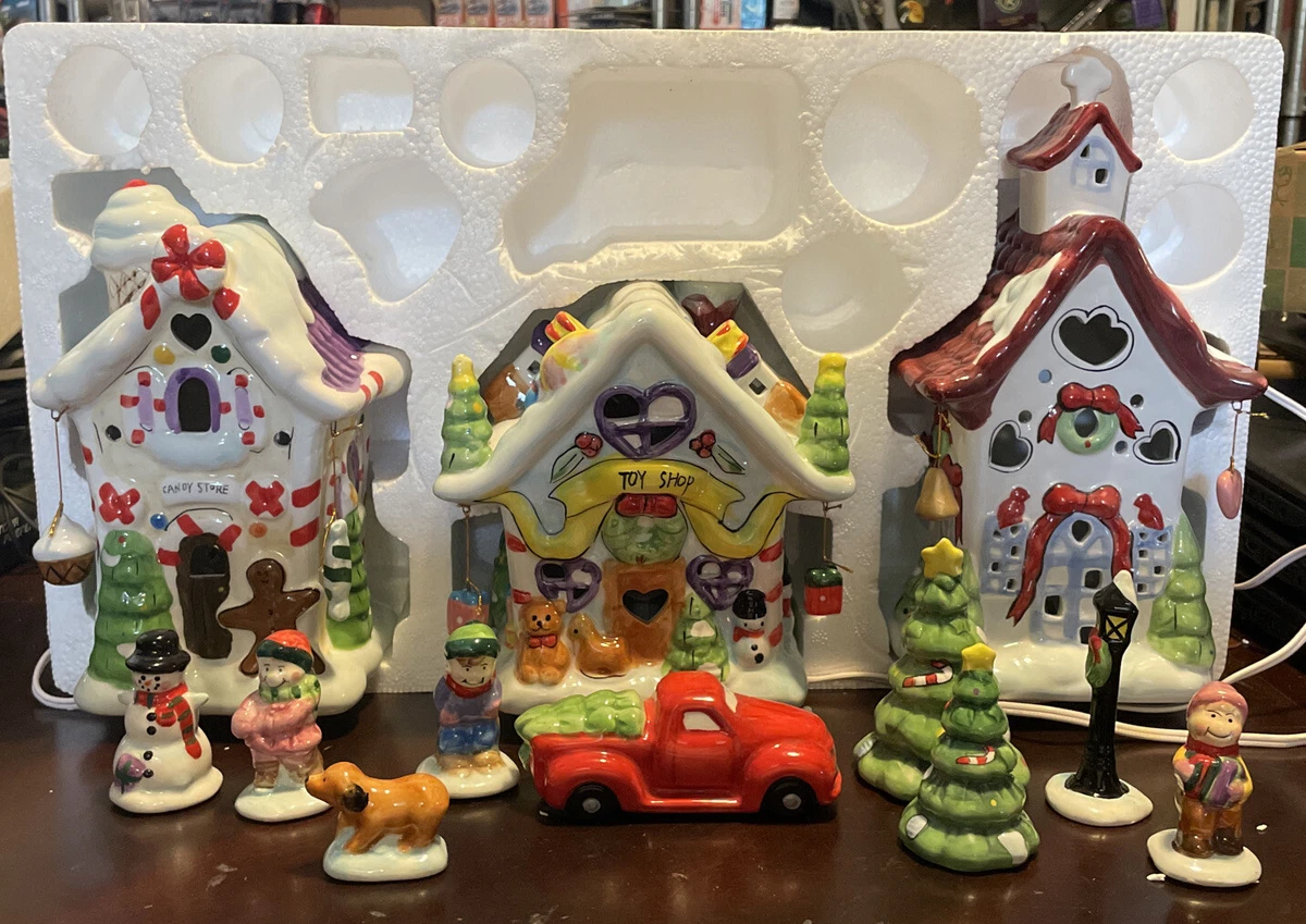 Elements Holiday Village 12 Piece Ceramic Christmas Village Set