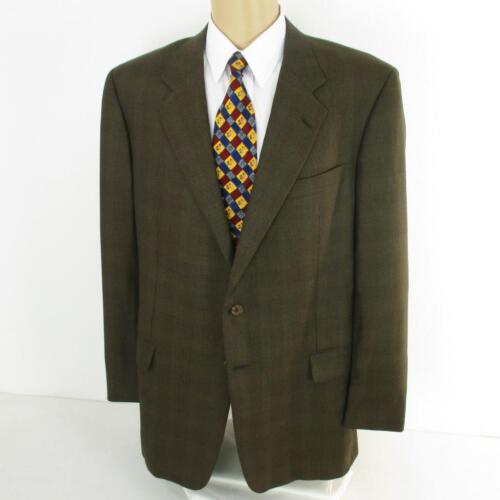 44 L Hickey Freeman Brown Plaid Tweed Wool 2 Btn Mens Jacket Sport Coat Blazer - Picture 2 of 8