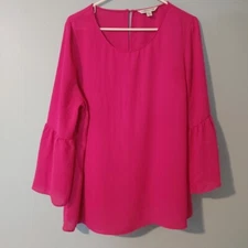 Counterparts Women's XL Blouse Pink 3/4 Flare Sleeve