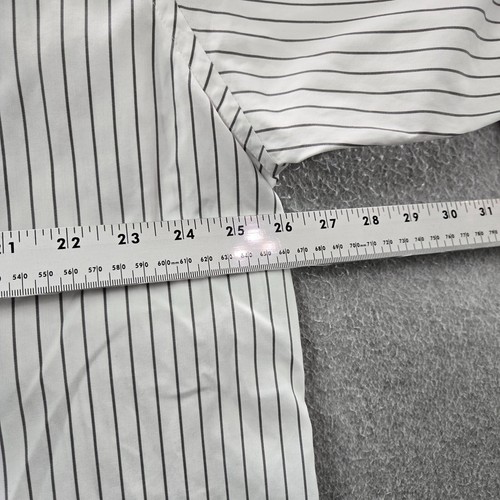 Paul Frank Men Button Up Shirt 18 White Striped Tailored Fit Non Iron Two Ply - Picture 5 of 11