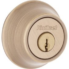4 -Kwikset 660 Door Deadbolt, Keyed One Side, Antique Brass 660 5 RCAL RCS