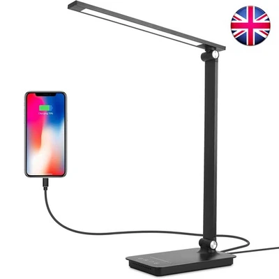 Touch Control LED Desk Lamp - USB Charging Eye-Caring | 5 Modes Dimmable LightUK
