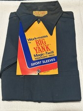 VINTAGE Big Yank Shirt Men Small Blue Button Up WorkWear 70s Magic Twill Union