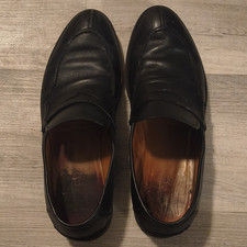 Gucci Men’s Black Leather Penny Loafer Slip-On Dress Shoes Logo Size 10